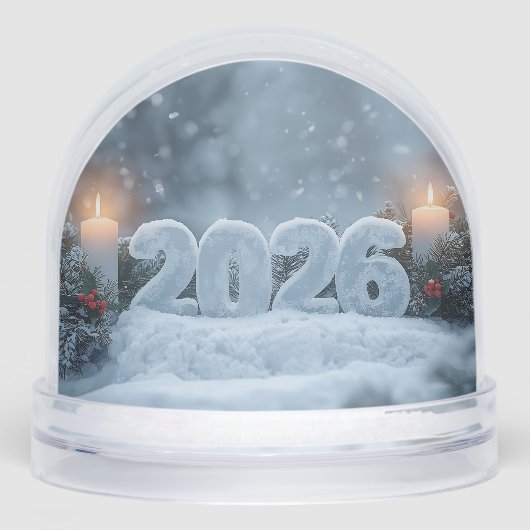 happy new year 2026 candle glow  schneekugeln (Vorderseite)