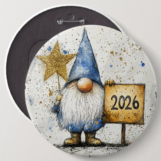 Happy New Year, 2026, Celebration Button (Vorne & Hinten)