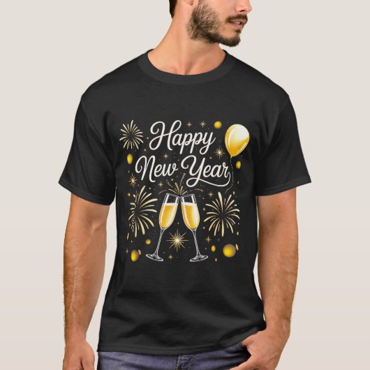 Happy New Year 2026 Celebration Design With Champa T-Shirt (Vorderseite)