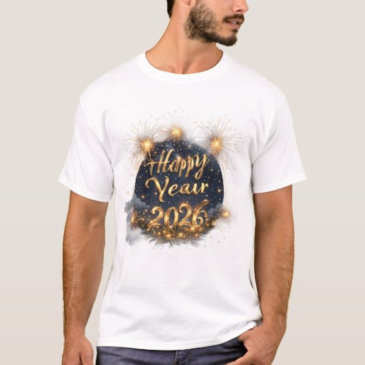 Happy New Year 2026 Celebration - Modern Gold  T-Shirt (Vorderseite)