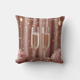 happy new year 2026 champagne floral  kissen