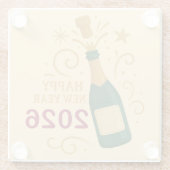 Happy New Year 2026 Champagne | Glass Coaster Glasuntersetzer (Rückseite)