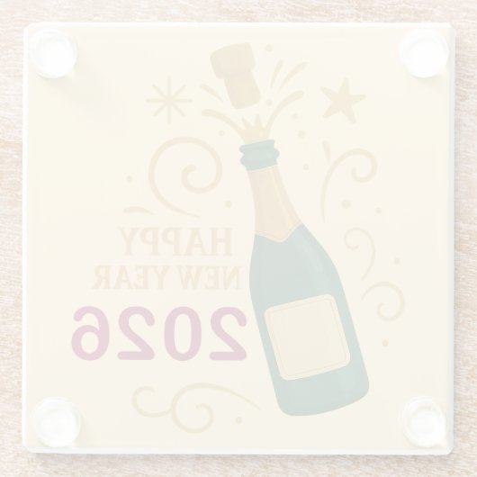 Happy New Year 2026 Champagne | Glass Coaster Glasuntersetzer (Rückseite)