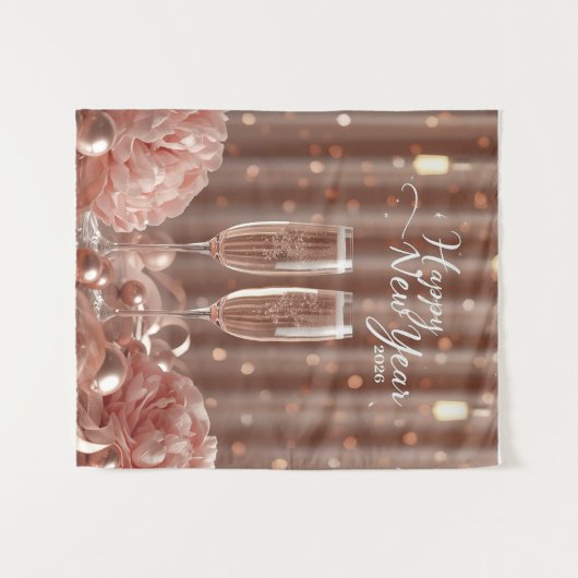 happy new year 2026 champagne sparkle backdrop wandteppich (Vorderseite (Horizontal))