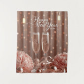 happy new year 2026 champagne sparkle backdrop wandteppich (Vorderseite)