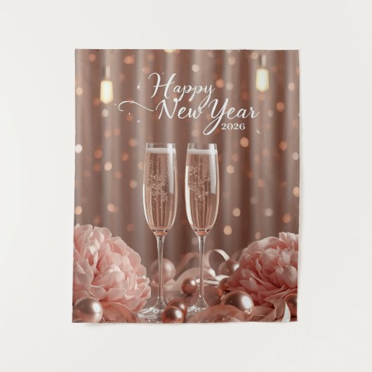 happy new year 2026 champagne sparkle backdrop wandteppich (Vorderseite)