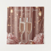 happy new year 2026 champagne sparkle banner wandteppich (Vorderseite)