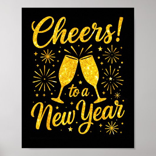Happy New Year 2026 Cheers To A New Year Fireworks Poster (Vorne)