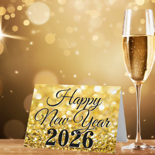 Happy New Year 2026 Chic Custom Gold Business Feiertagskarte