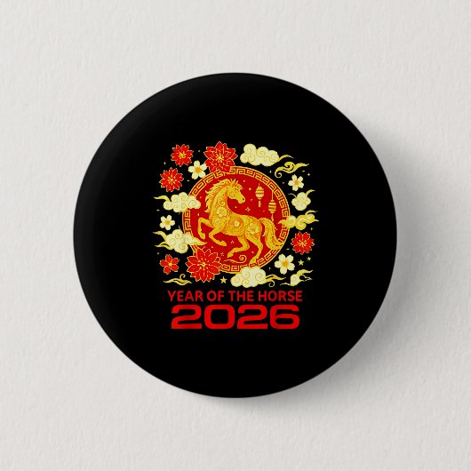 Happy New Year 2026 Chinese New Year Horse Zodiac  Button (Vorderseite)