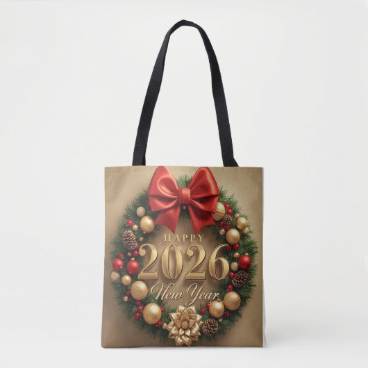 happy new year 2026 classic wreath tote bag tasche (Vorderseite)