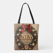 happy new year 2026 classic wreath tote bag tasche (Rückseite)