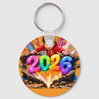 Happy New Year 2026 Colorful 3D Keychain Schlüsselanhänger