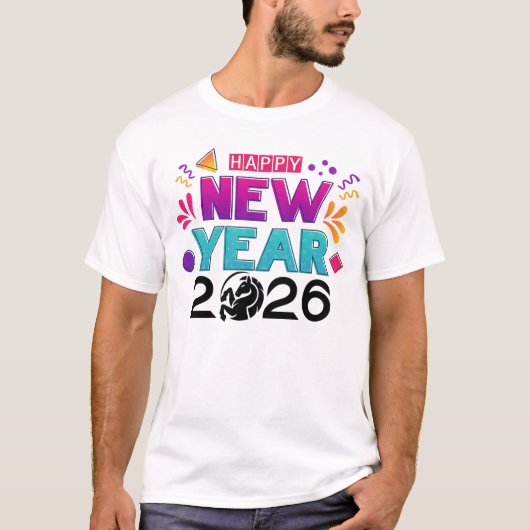 Happy New Year 2026 Colorful Celebration Tee (Vorderseite)