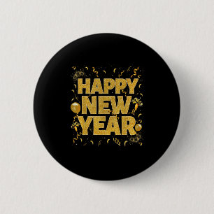 Happy New Year 2026 Confetti Fireworks New Years E Button