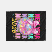 Happy New Year 2026 Coquette Bow & Disco Ball Fleecedecke (Vorderseite (Horizontal))