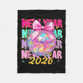 Happy New Year 2026 Coquette Bow & Disco Ball Fleecedecke (Vorderseite)
