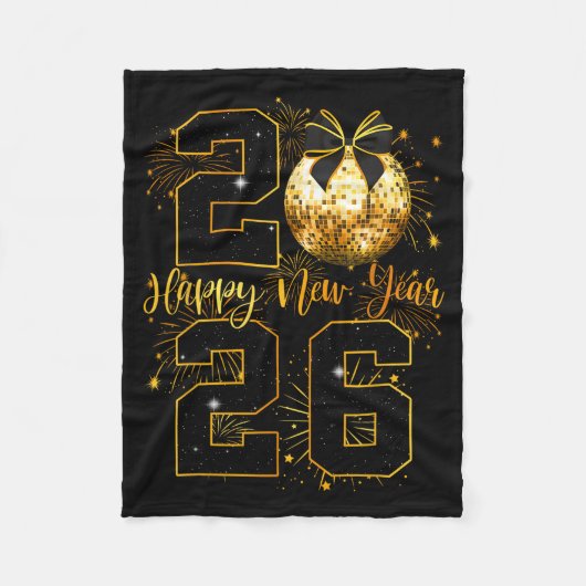 Happy New Year 2026 Coquette Bow Disco Ball New Ye Fleecedecke (Vorderseite)