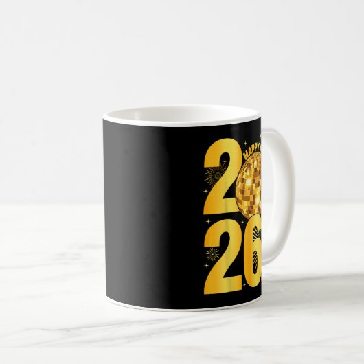 Happy New Year 2026 Coquette Bow Disco Ball New Ye Kaffeetasse (VorderseiteRechts)