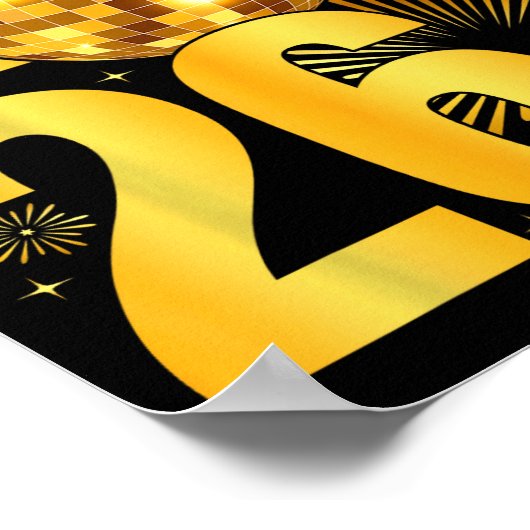 Happy New Year 2026 Coquette Bow Disco Ball New Ye Poster (Ecke)