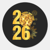 Happy New Year 2026 Coquette Bow Disco Ball New Ye Runder Aufkleber (Vorderseite)