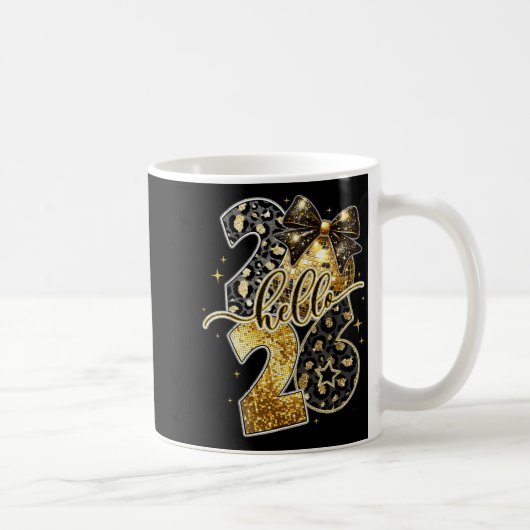 Happy New Year 2026 Coquette Bow Golden Family Mat Kaffeetasse (Rechts)
