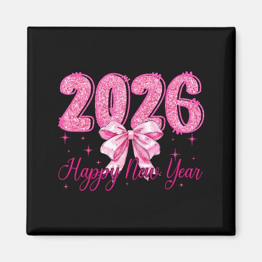 Happy New Year 2026 Coquette Bow New Years Eve Par Magnet (Vorne)