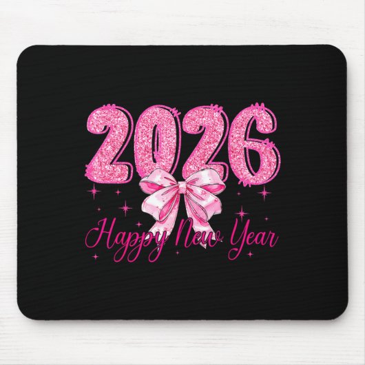 Happy New Year 2026 Coquette Bow New Years Eve Par Mousepad (Vorne)