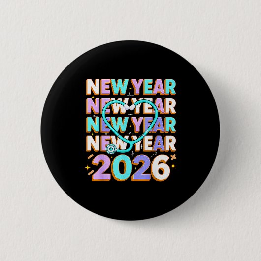 Happy New Year 2026 Coquette Bows New Years Nurse Button (Vorderseite)