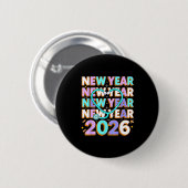 Happy New Year 2026 Coquette Bows New Years Nurse Button (Vorne & Hinten)