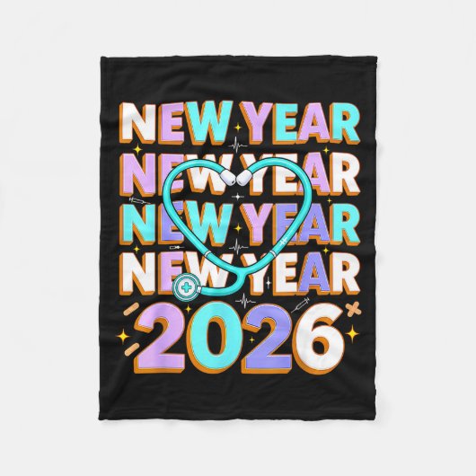 Happy New Year 2026 Coquette Bows New Years Nurse Fleecedecke (Vorderseite)