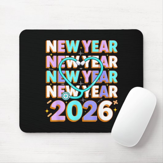 Happy New Year 2026 Coquette Bows New Years Nurse  Mousepad (Mit Mouse)