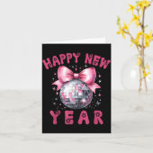 Happy New Year 2026 Coquette Nk Bow Disco Ball Wom Karte (Gelbe Blume)