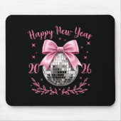 Happy New Year 2026 Coquette Nk Bow Disco Ball Wom Mousepad (Vorne)