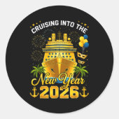 Happy New Year 2026 Cruising Into The New Year 202 Runder Aufkleber (Vorderseite)