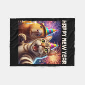 Happy New Year 2026 Cute Cat Capybara Party Art Fleecedecke (Vorderseite (Horizontal))