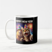 Happy New Year 2026 Cute Cat Capybara Party Art Kaffeetasse (Links)