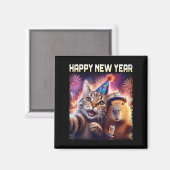 Happy New Year 2026 Cute Cat Capybara Party Art  Magnet (Vorderseite/Rückseite)