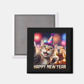 Happy New Year 2026 Cute Cat Capybara Party Art Magnet (Vorderseite/Rückseite)