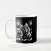 Happy New Year 2026 Cute Cat Raccoon Celebration Kaffeetasse (Links)