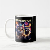Happy New Year 2026 Cute Cat Raccoon Celebration  Kaffeetasse (Links)