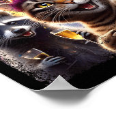 Happy New Year 2026 Cute Cat Raccoon Celebration Poster (Ecke)