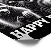 Happy New Year 2026 Cute Cat Raccoon Celebration Poster (Ecke)
