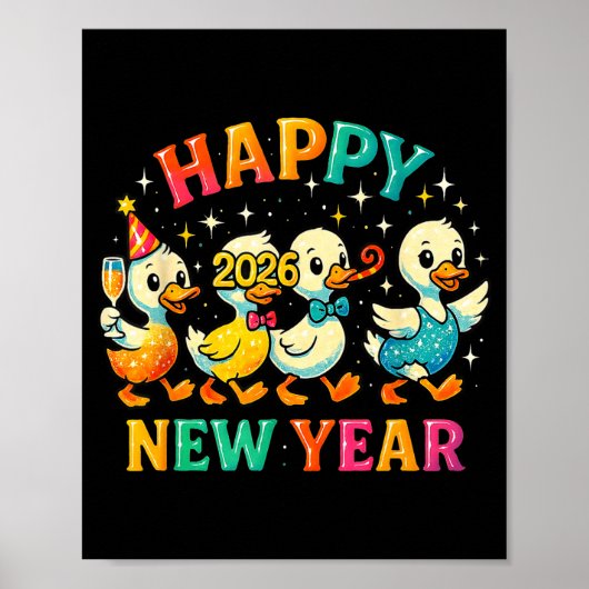 Happy New Year 2026 Cute Duck Party Gift  Poster (Vorne)