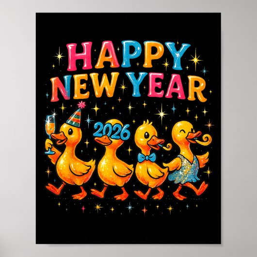 Happy New Year 2026 Cute Duck Party Gift  Poster (Vorne)
