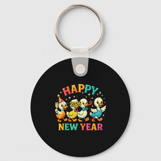 Happy New Year 2026 Cute Duck Party Gift Schlüsselanhänger (Vorderseite)