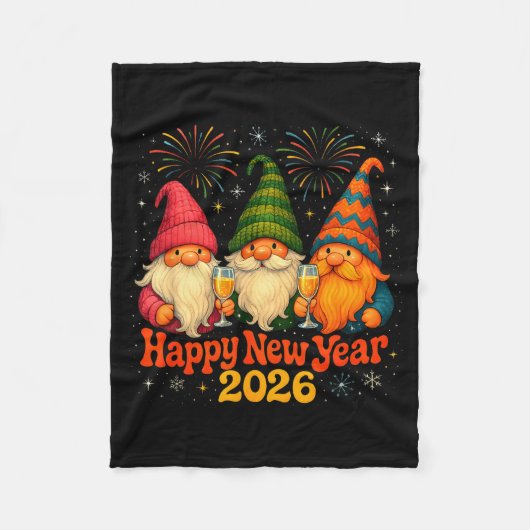 Happy New Year 2026 Cute Gnome Party Gift  Fleecedecke (Vorderseite)