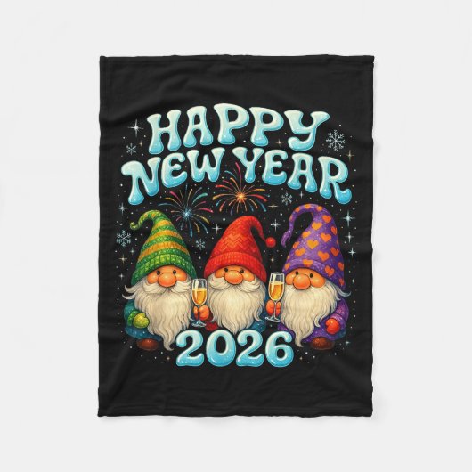 Happy New Year 2026 Cute Gnome Party Gift Fleecedecke (Vorderseite)