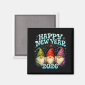 Happy New Year 2026 Cute Gnome Party Gift Magnet (Vorderseite/Rückseite)