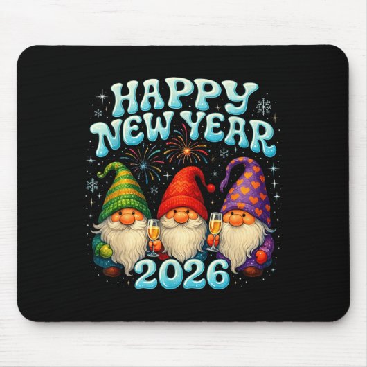 Happy New Year 2026 Cute Gnome Party Gift  Mousepad (Vorne)